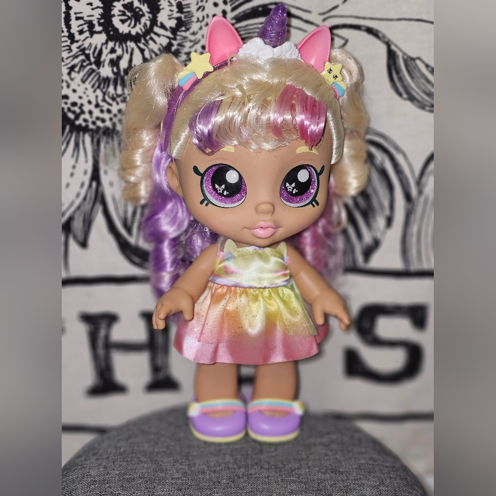 EUC Kindi Kids Fun Time 10 inch Doll - Mystabella Unicorn  Rainbow Hair